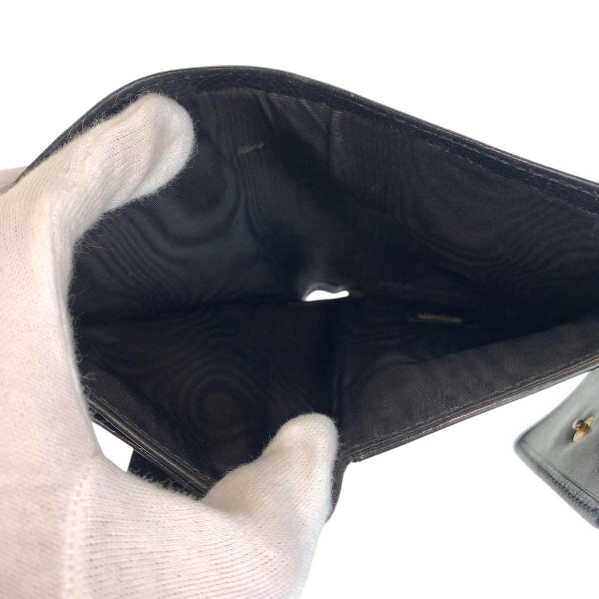 Chanel CC Logo Black Leather Compact Wallet — view 5