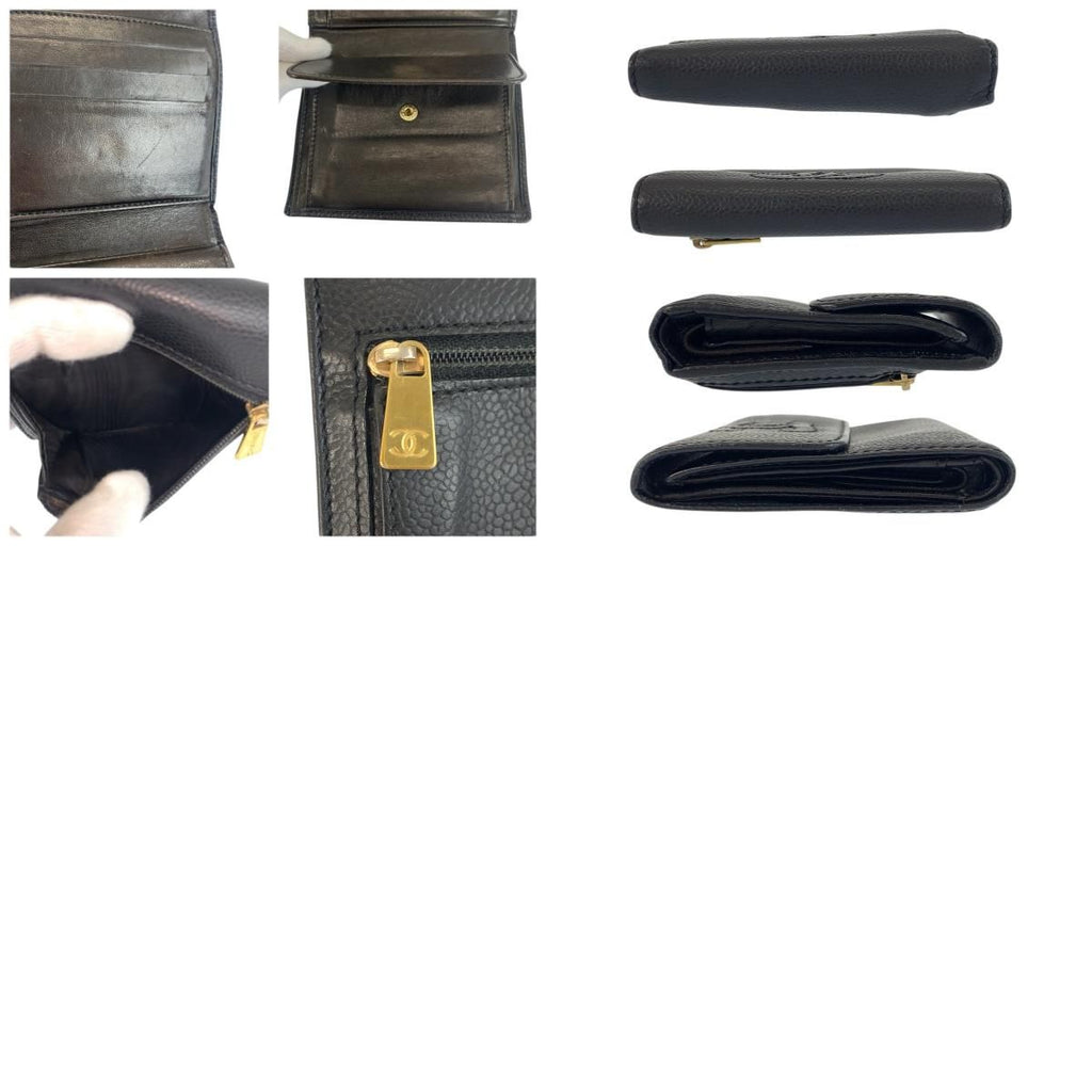 Chanel CC Logo Black Leather Compact Wallet — view 9