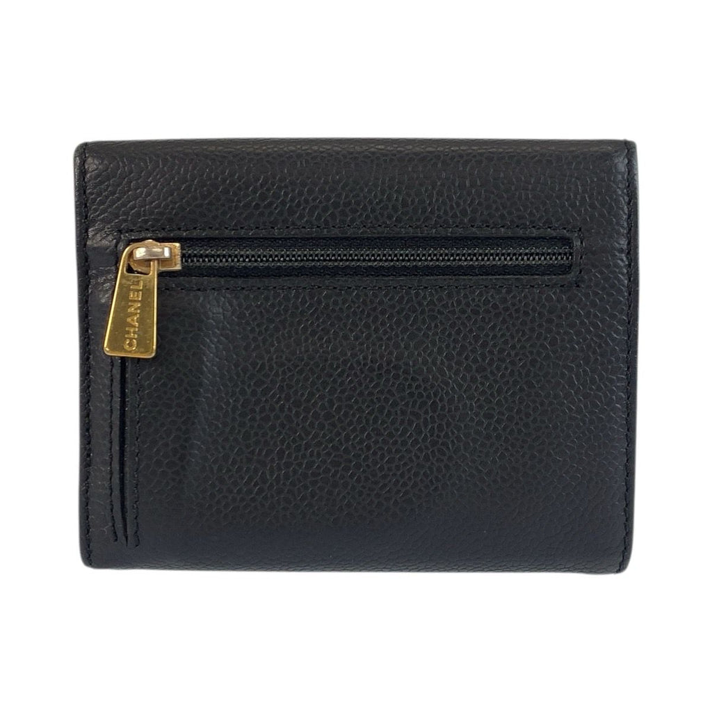Chanel CC Logo Black Leather Compact Wallet — view 2