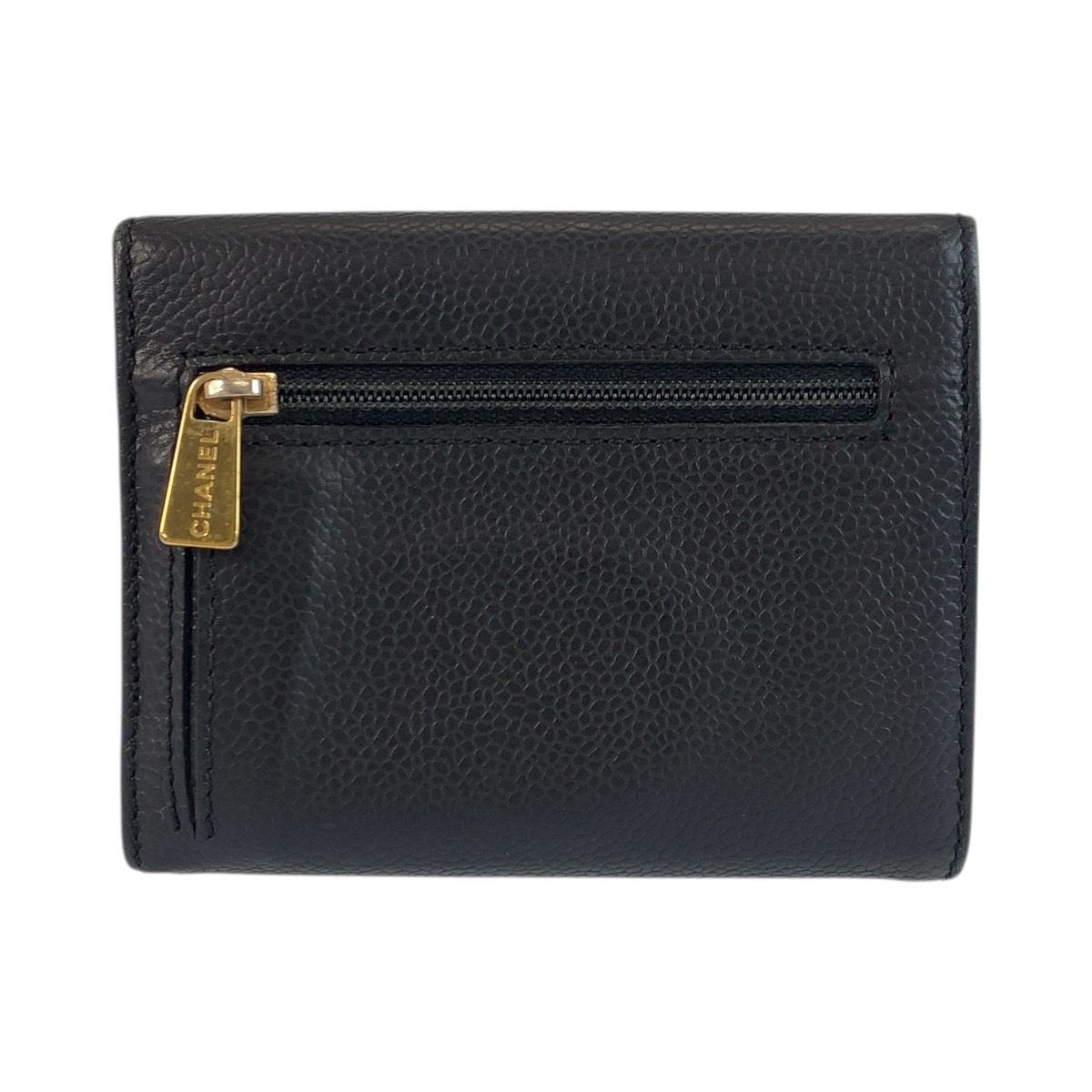 Chanel CC Logo Black Leather Compact Wallet — view 2