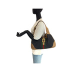 Gucci Sherry Line Black Brown Gold GG Canvas Leather Shoulder Bag Hobo — view 7