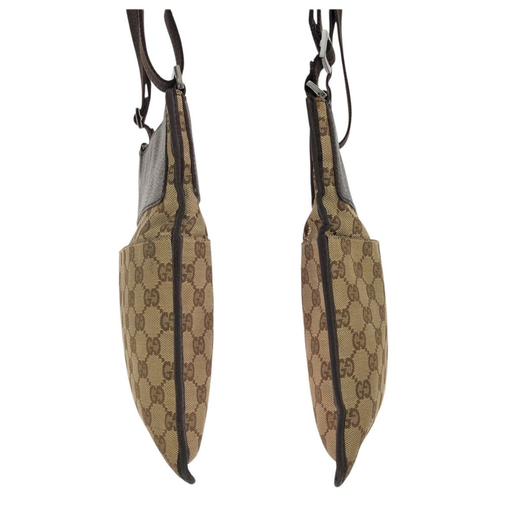 Gucci Beige Dark Brown GG Canvas Leather Shoulder Bag Pochette — view 8