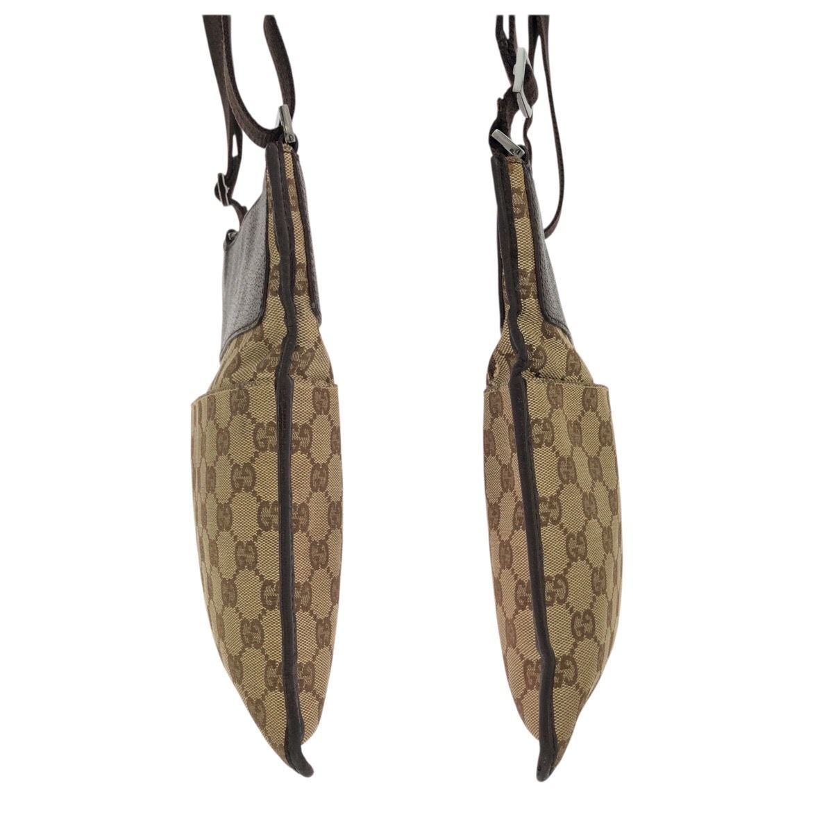 Gucci Beige Dark Brown GG Canvas Leather Shoulder Bag Pochette — view 8