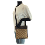 Gucci Beige Dark Brown GG Canvas Leather Shoulder Bag Pochette — view 7