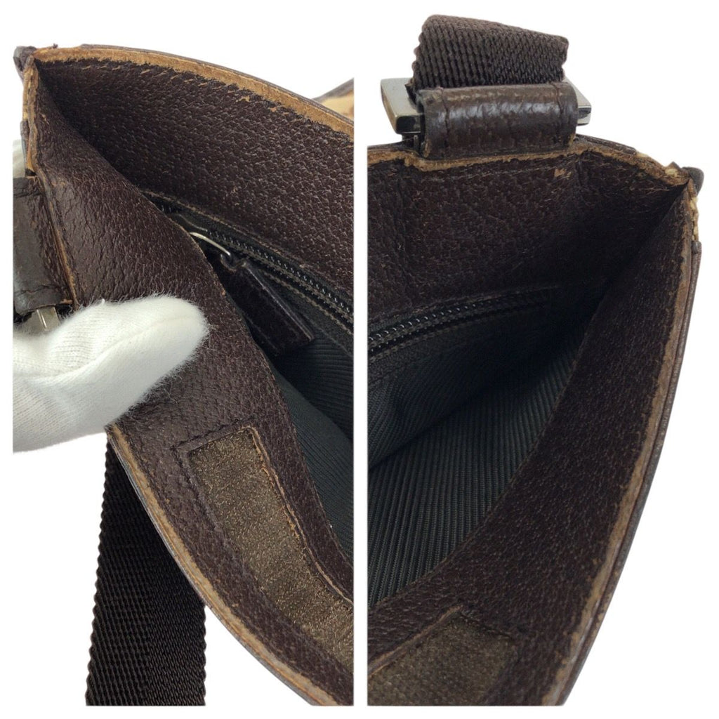 Gucci Beige Dark Brown GG Canvas Leather Shoulder Bag Pochette — view 6