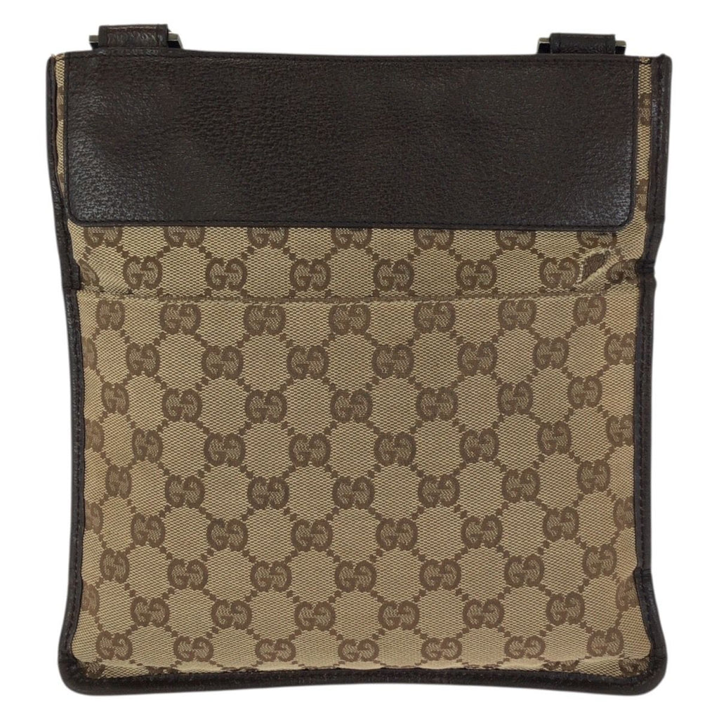 Gucci Beige Dark Brown GG Canvas Leather Shoulder Bag Pochette — view 2