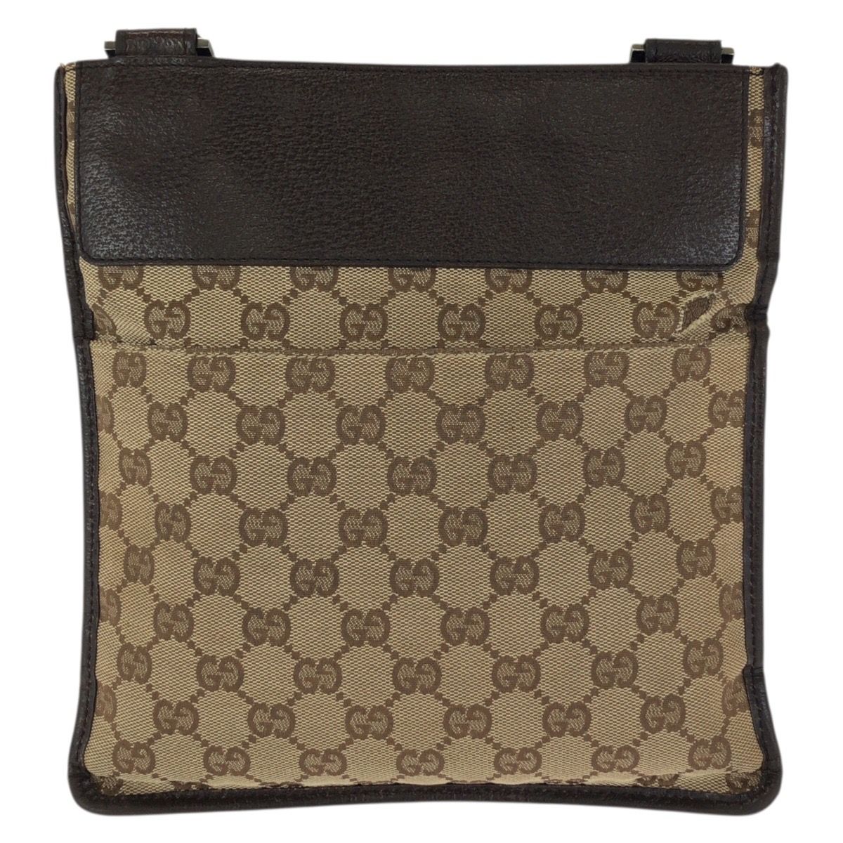 Gucci Beige Dark Brown GG Canvas Leather Shoulder Bag Pochette — view 2