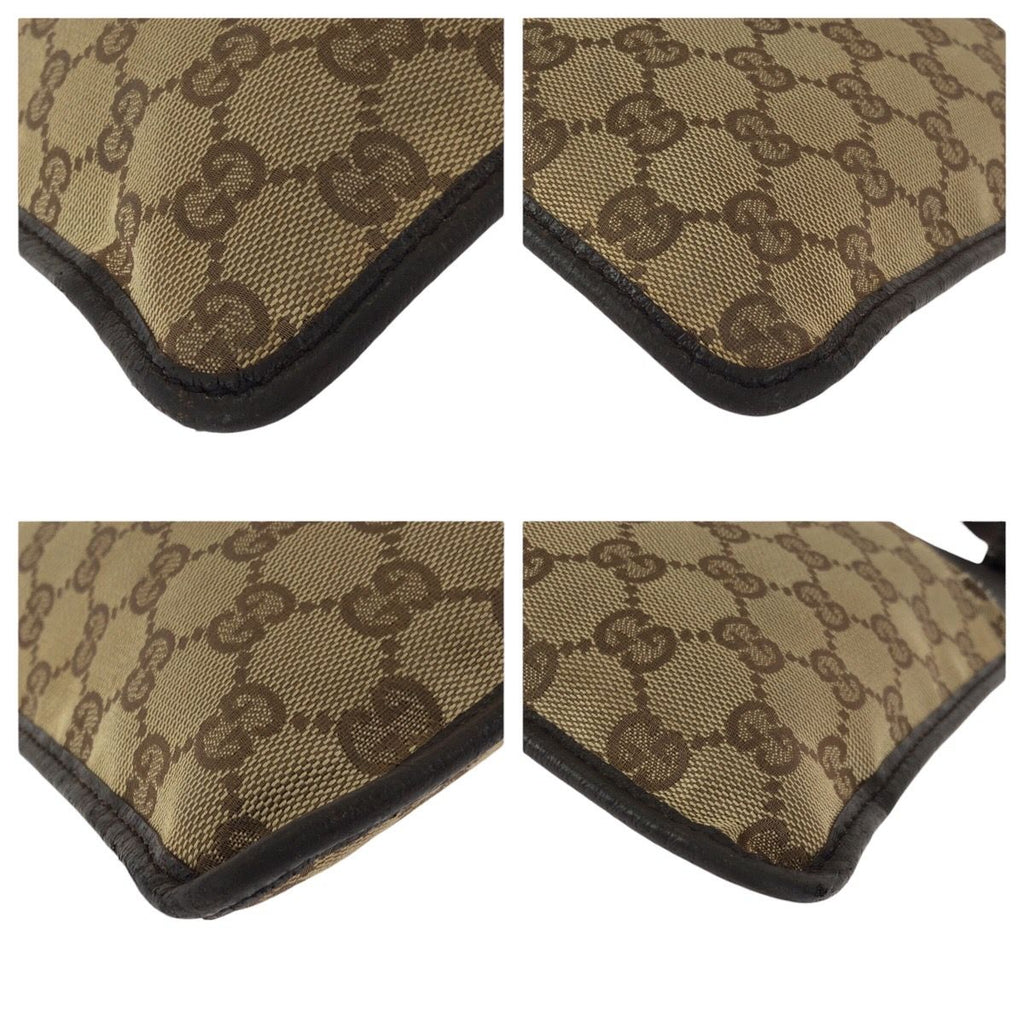 Gucci Beige Dark Brown GG Canvas Leather Shoulder Bag Pochette — view 3