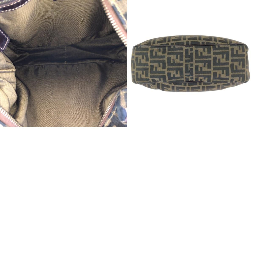 Fendi Zucca Dark Brown Gold Canvas Leather Shoulder Bag — view 9