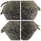 Fendi Zucca Dark Brown Gold Canvas Leather Shoulder Bag — view 3