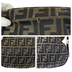Fendi Zucca Dark Brown Gold Canvas Leather Shoulder Bag — view 6
