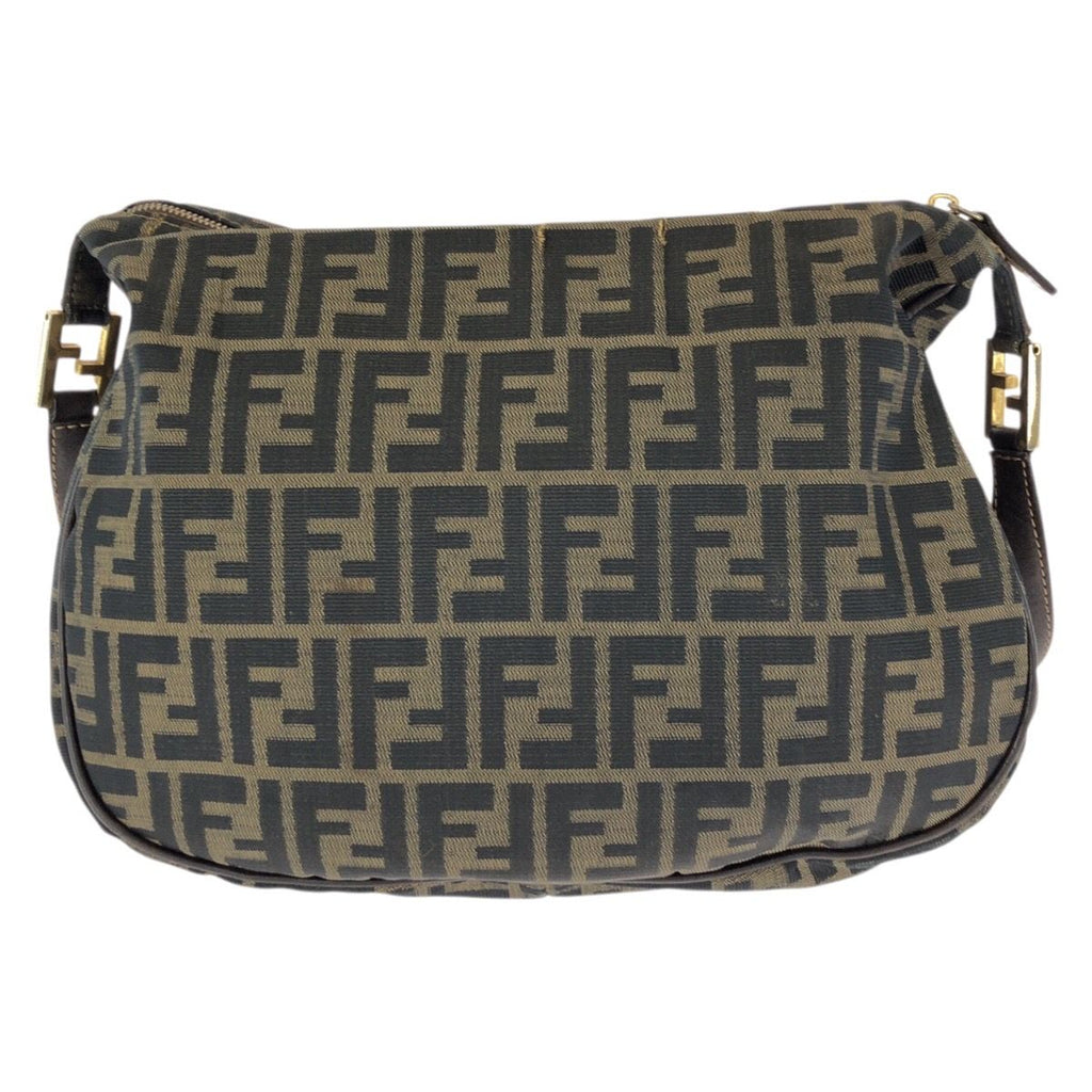 Fendi Zucca Dark Brown Gold Canvas Leather Shoulder Bag — view 2