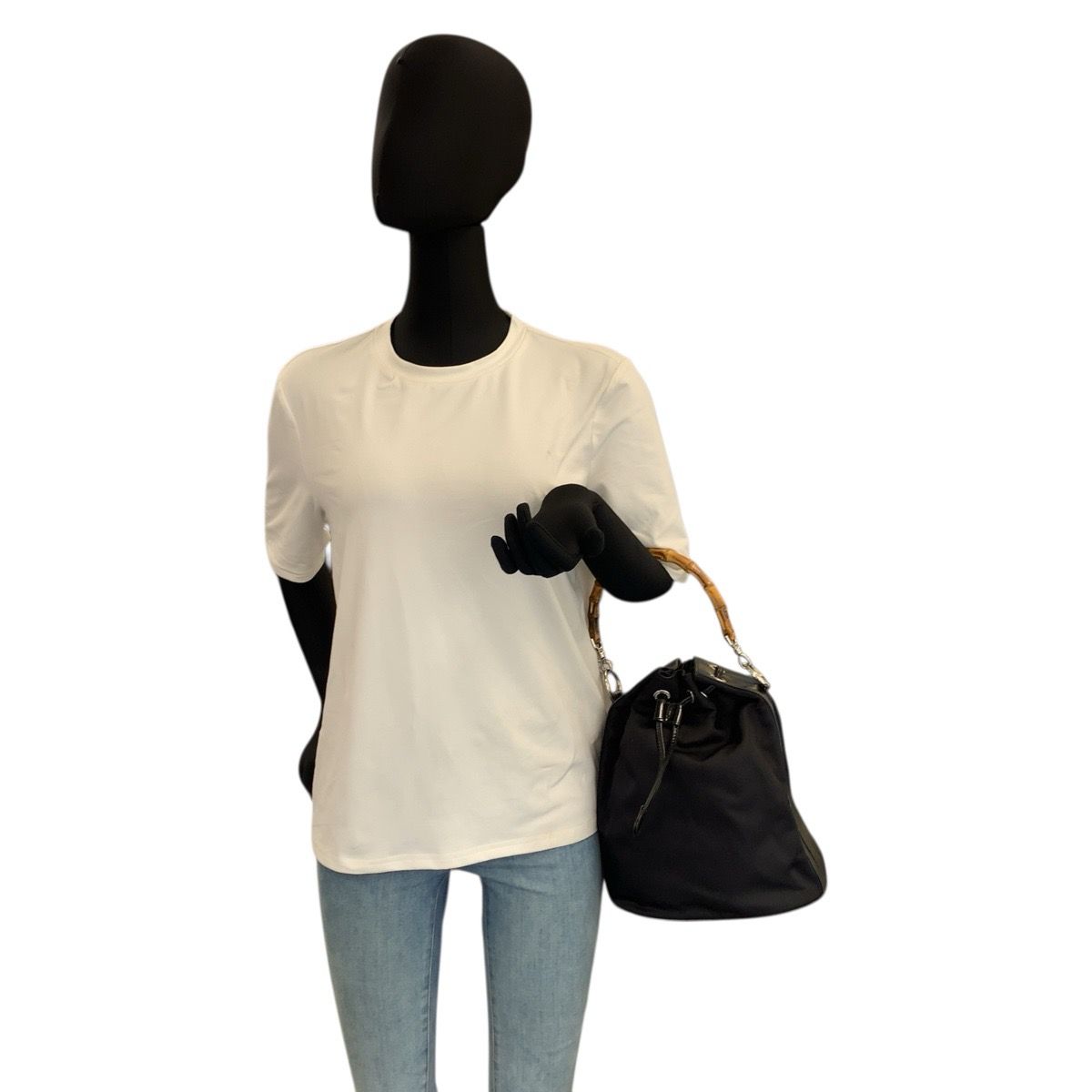 Gucci Bamboo Black Silver Nylon 001 0 2-Way Shoulder Bag — view 7