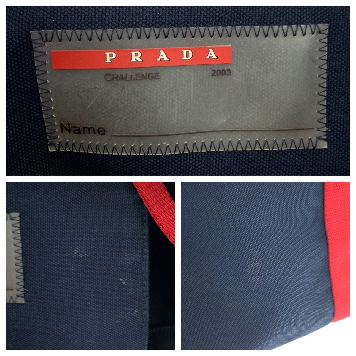 Prada Sports Canapa Navy Red Canvas Tote — view 4