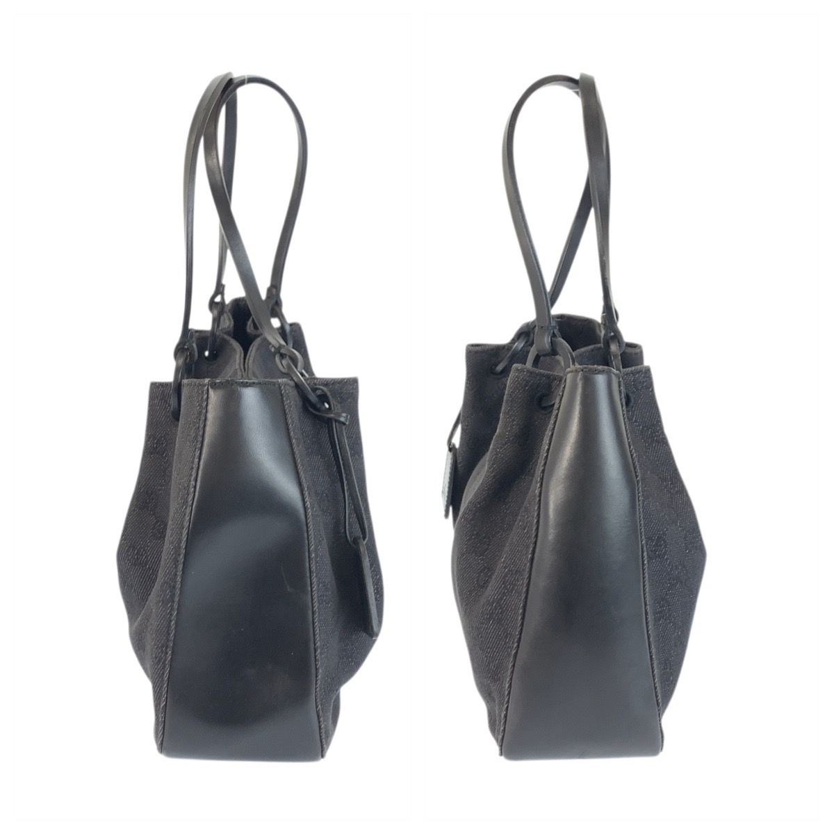 Gucci Black GG Canvas Leather Tote Shoulder Bag — view 8