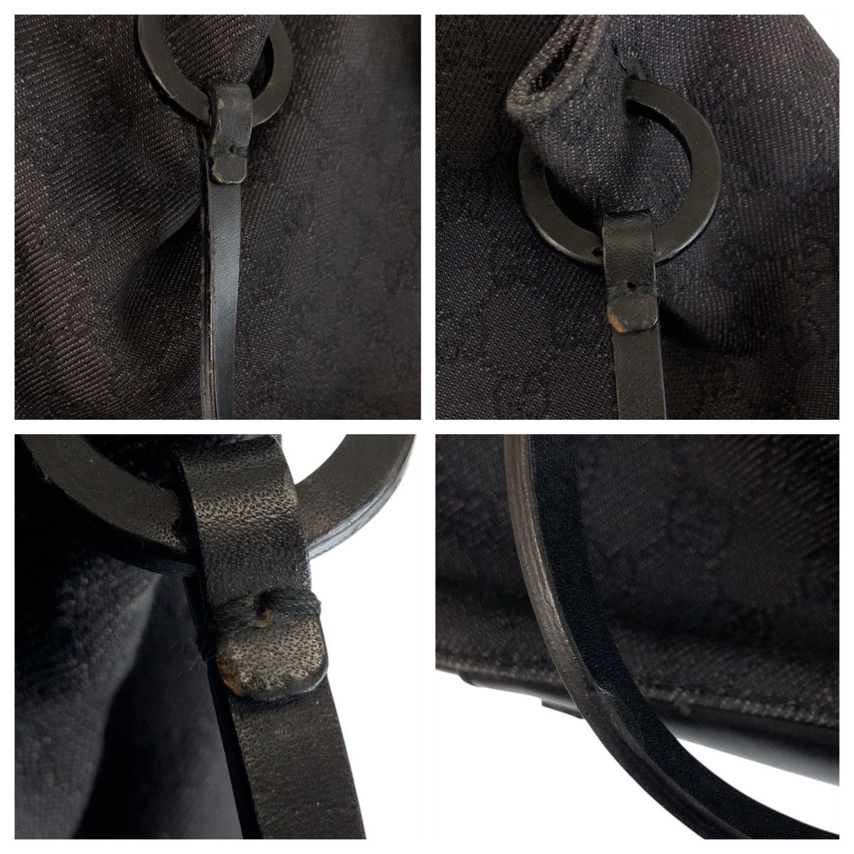 Gucci Black GG Canvas Leather Tote Shoulder Bag — view 4
