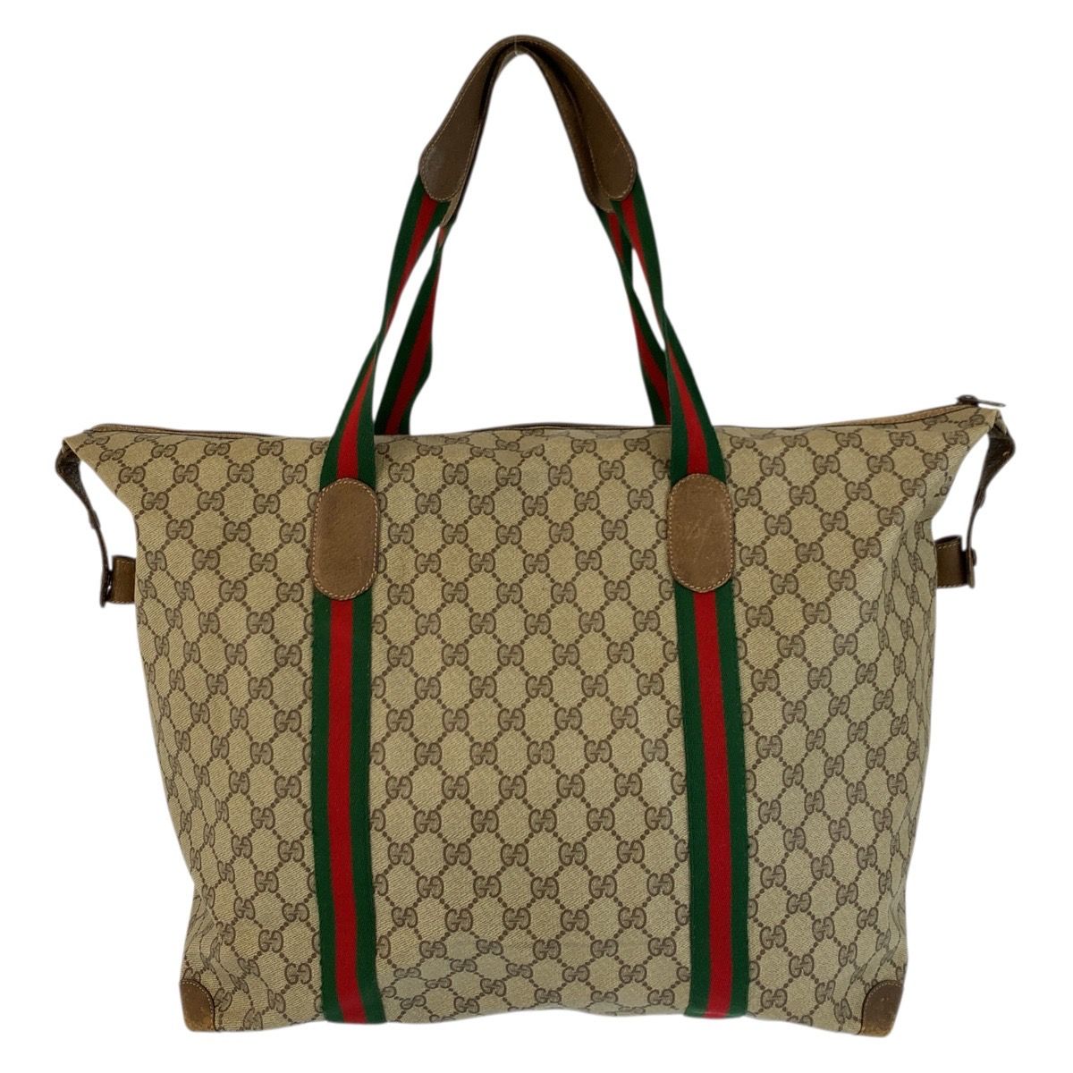 Gucci Vintage Sherry Line Beige GG Supreme Canvas Boston Bag — view 2