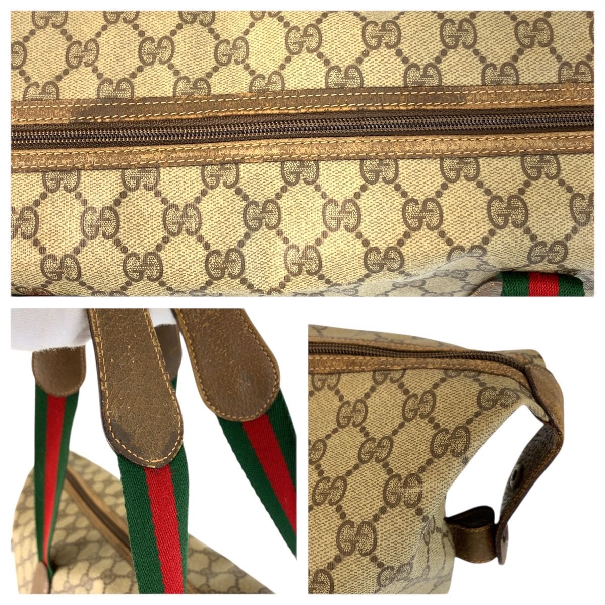 Gucci Vintage Sherry Line Beige GG Supreme Canvas Boston Bag — view 6