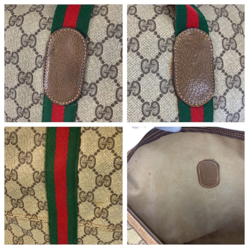 Gucci Vintage Sherry Line Beige GG Supreme Canvas Boston Bag — view 7