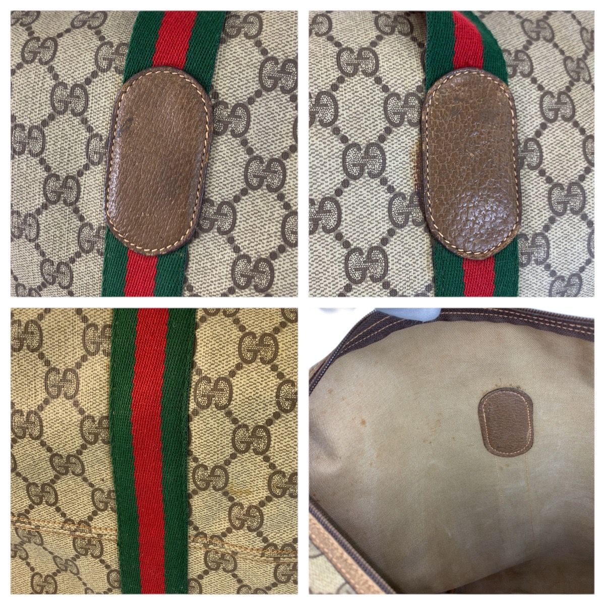 Gucci Vintage Sherry Line Beige GG Supreme Canvas Boston Bag — view 7