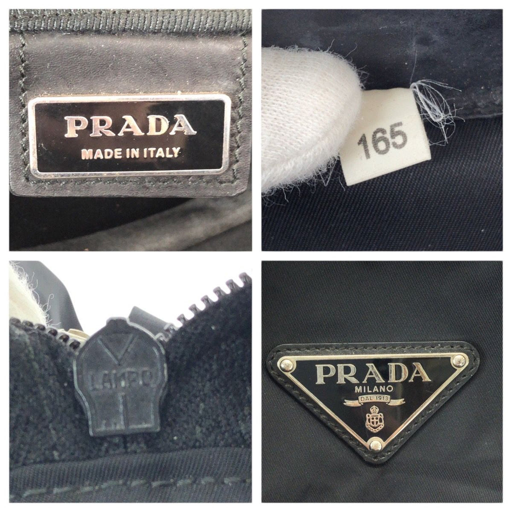 Prada Tessuto Black Silver Nylon Boston Bag — view 4