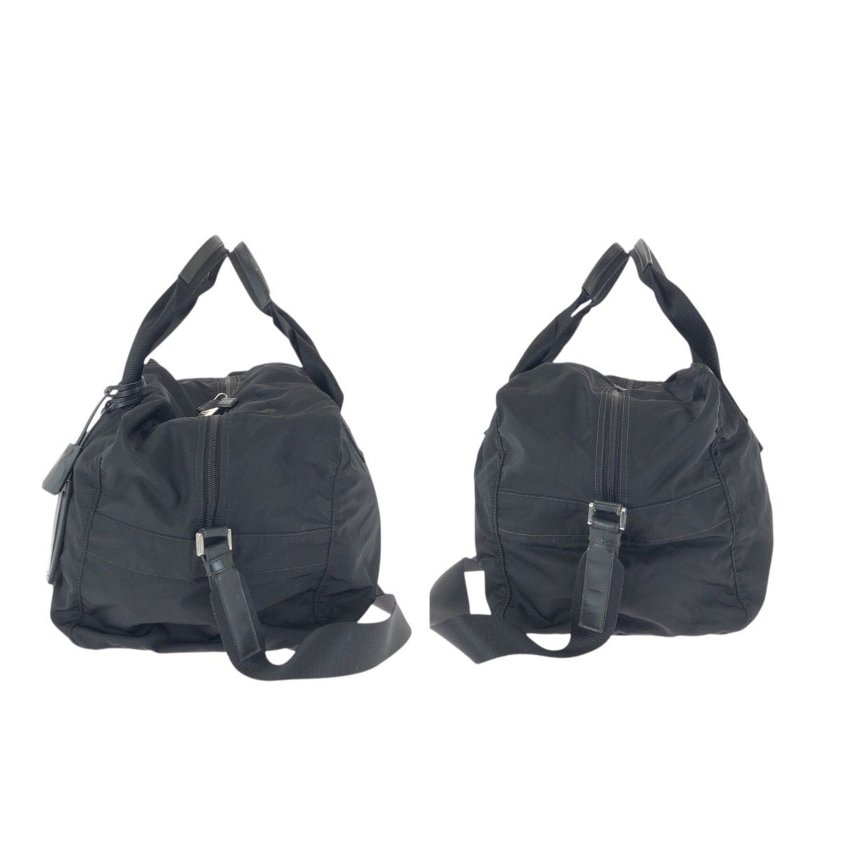 Prada Tessuto Black Silver Nylon Boston Bag — view 8