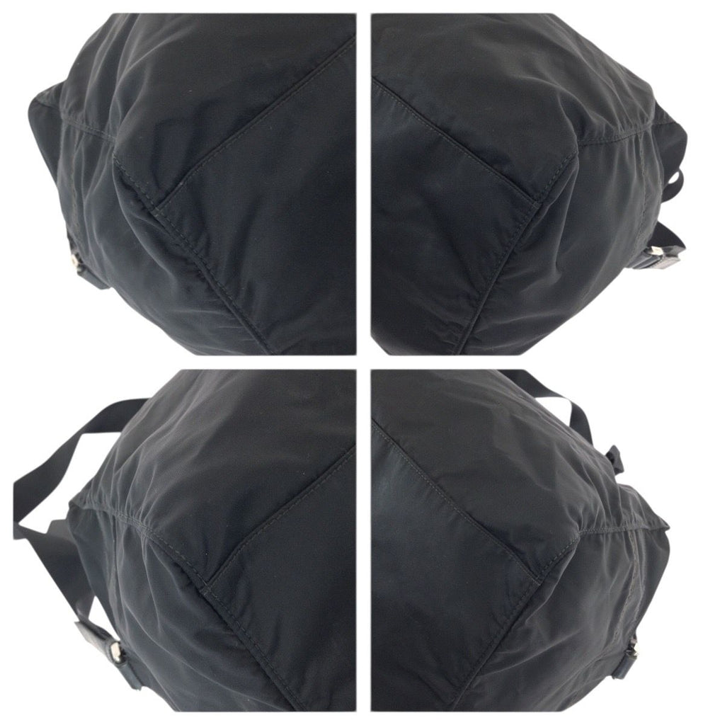 Prada Tessuto Black Silver Nylon Boston Bag — view 3