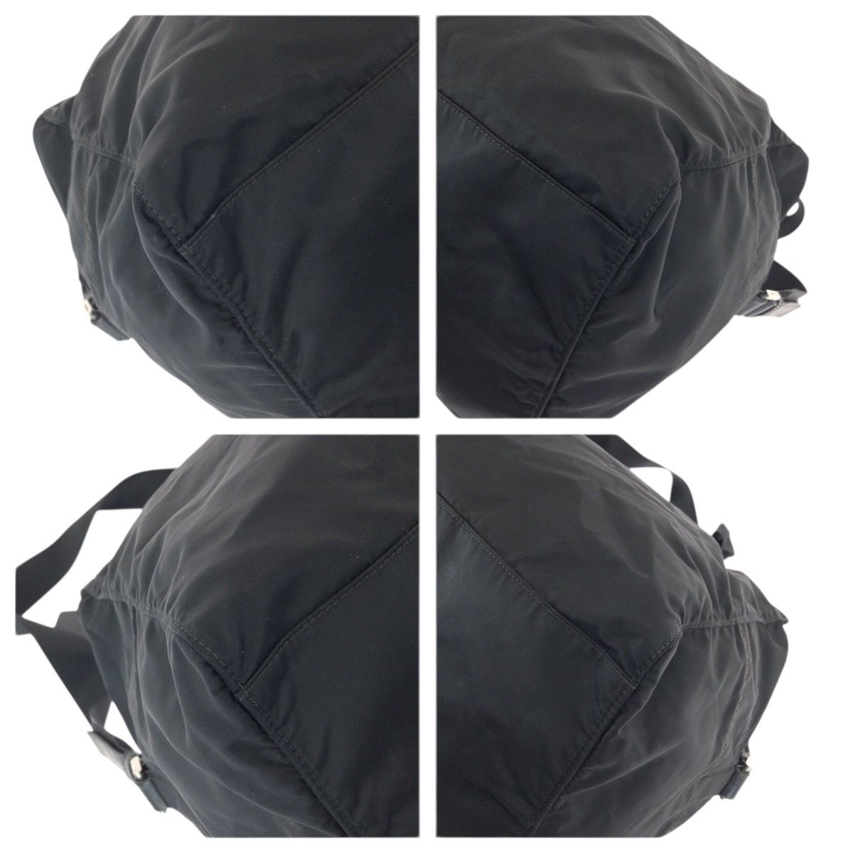 Prada Tessuto Black Silver Nylon Boston Bag — view 3