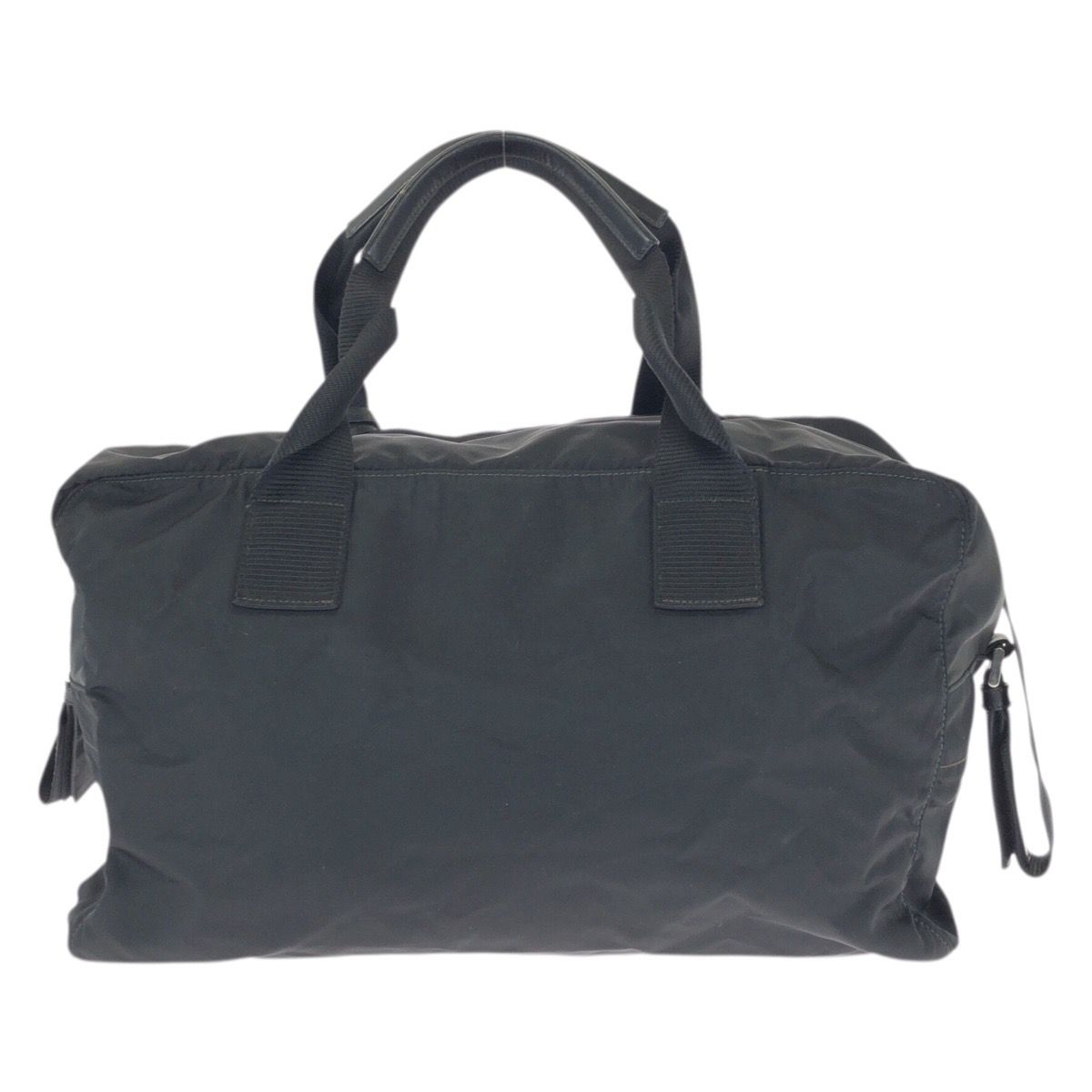 Prada Tessuto Black Silver Nylon Boston Bag — view 2