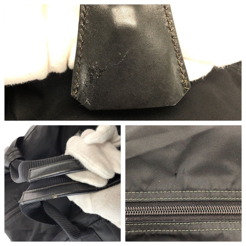 Prada Tessuto Black Silver Nylon Boston Bag — view 6