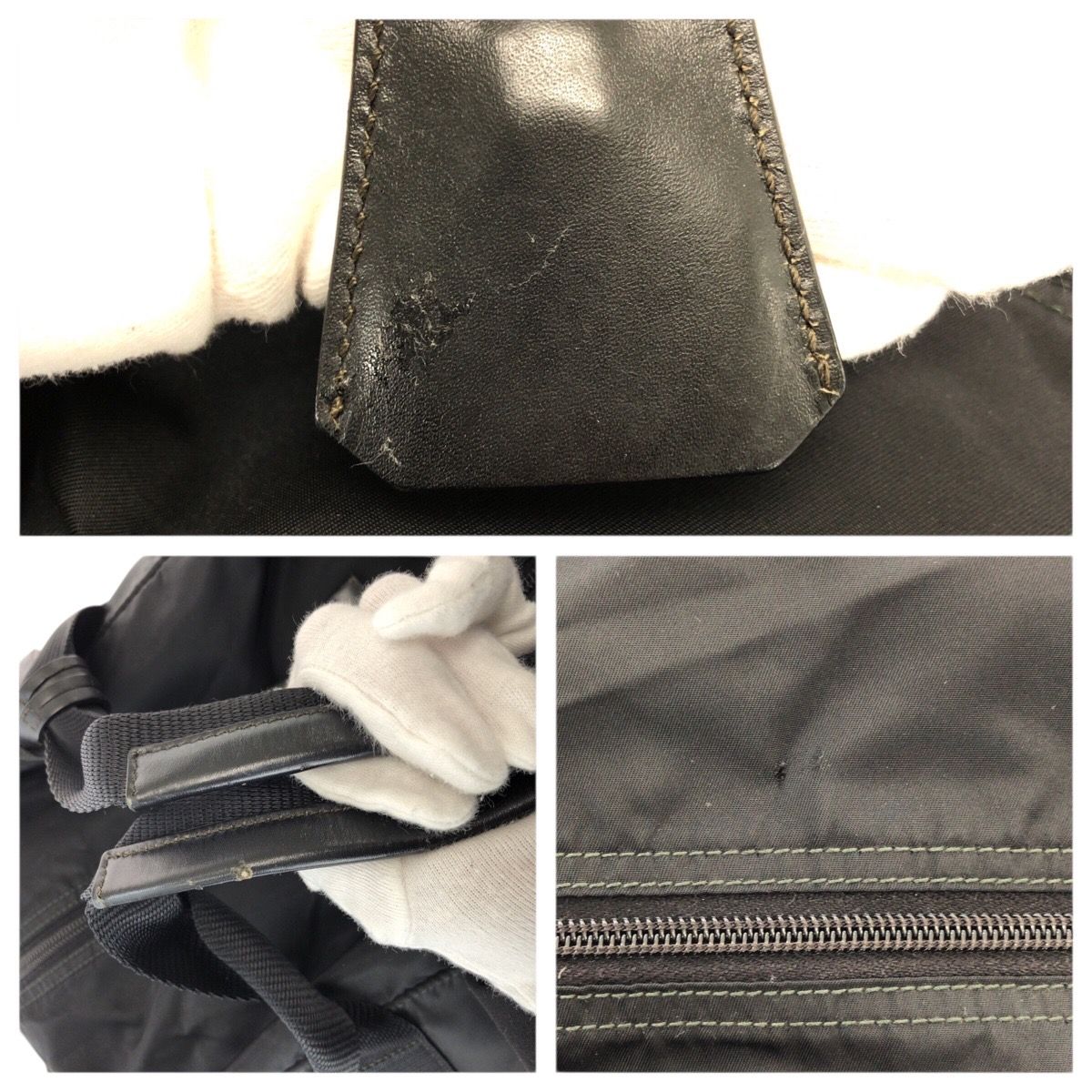 Prada Tessuto Black Silver Nylon Boston Bag — view 6