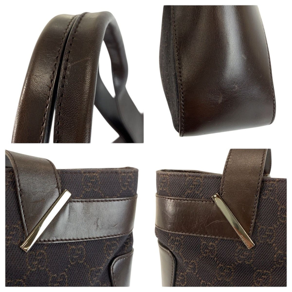 Gucci Brown GG Canvas Leather Tote Shoulder Bag — view 5