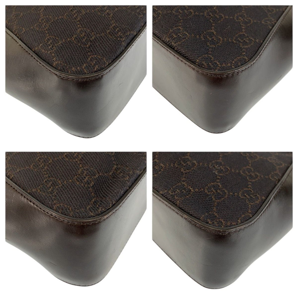 Gucci Brown GG Canvas Leather Tote Shoulder Bag — view 4