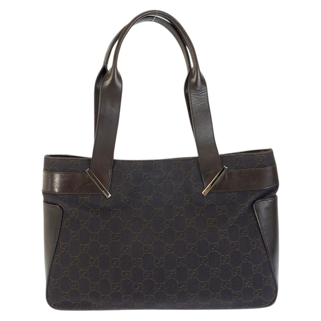 Gucci Brown GG Canvas Leather Tote Shoulder Bag — view 2