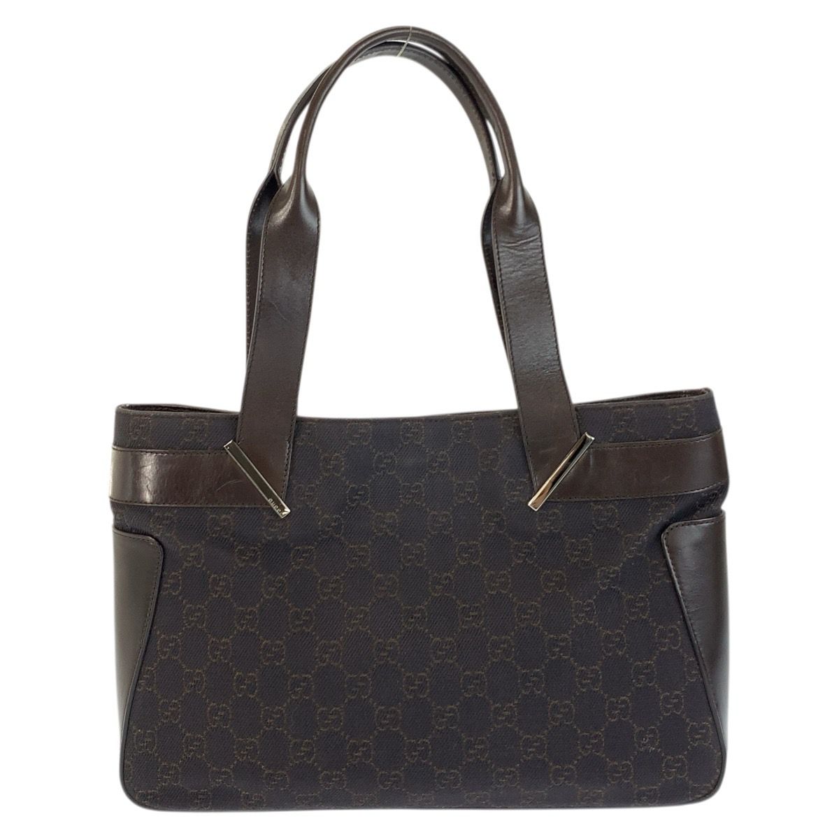 Gucci Brown GG Canvas Leather Tote Shoulder Bag — view 2