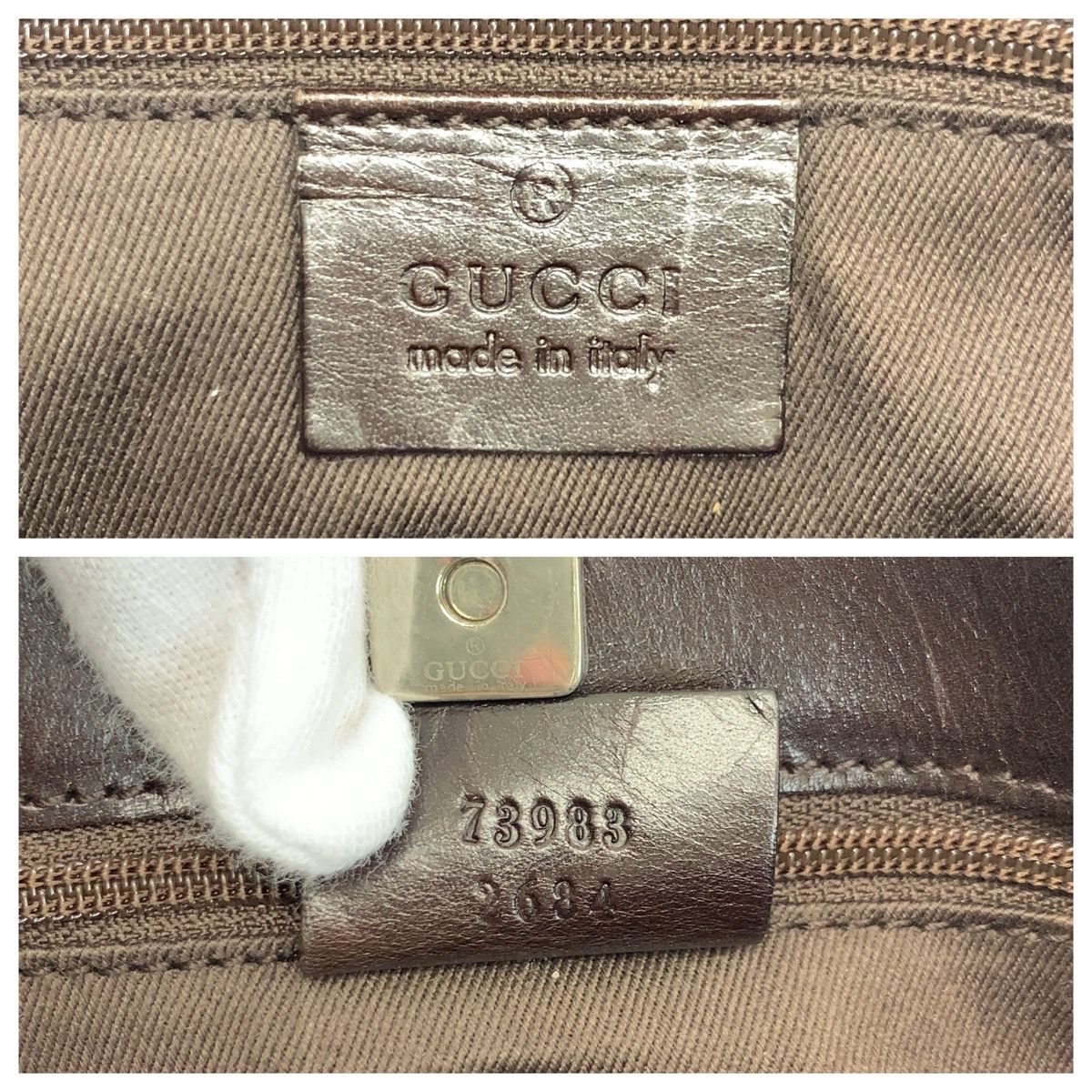 Gucci Brown GG Canvas Leather Tote Shoulder Bag — view 3