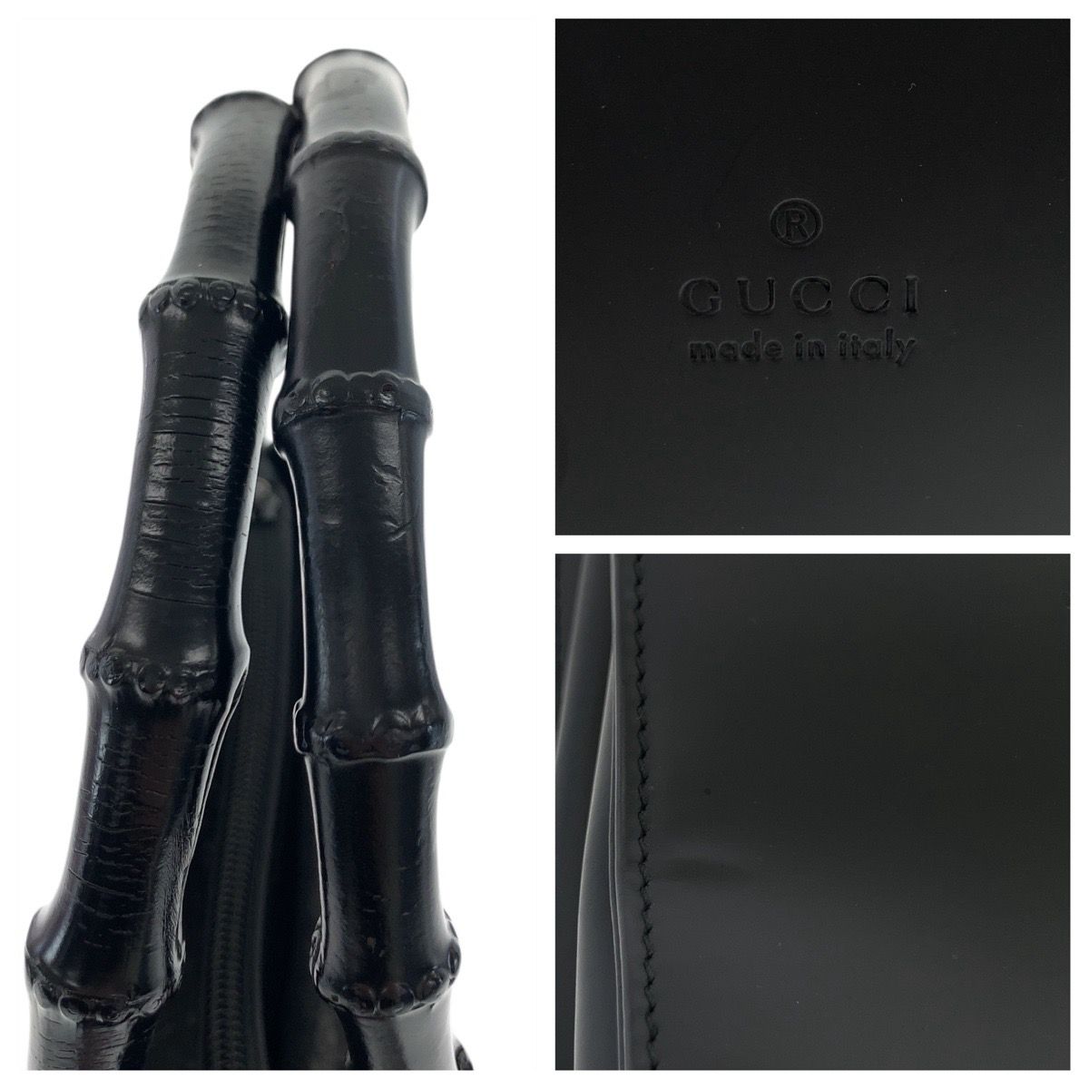 Gucci Bamboo Black Silver Leather 002 Tote — view 4