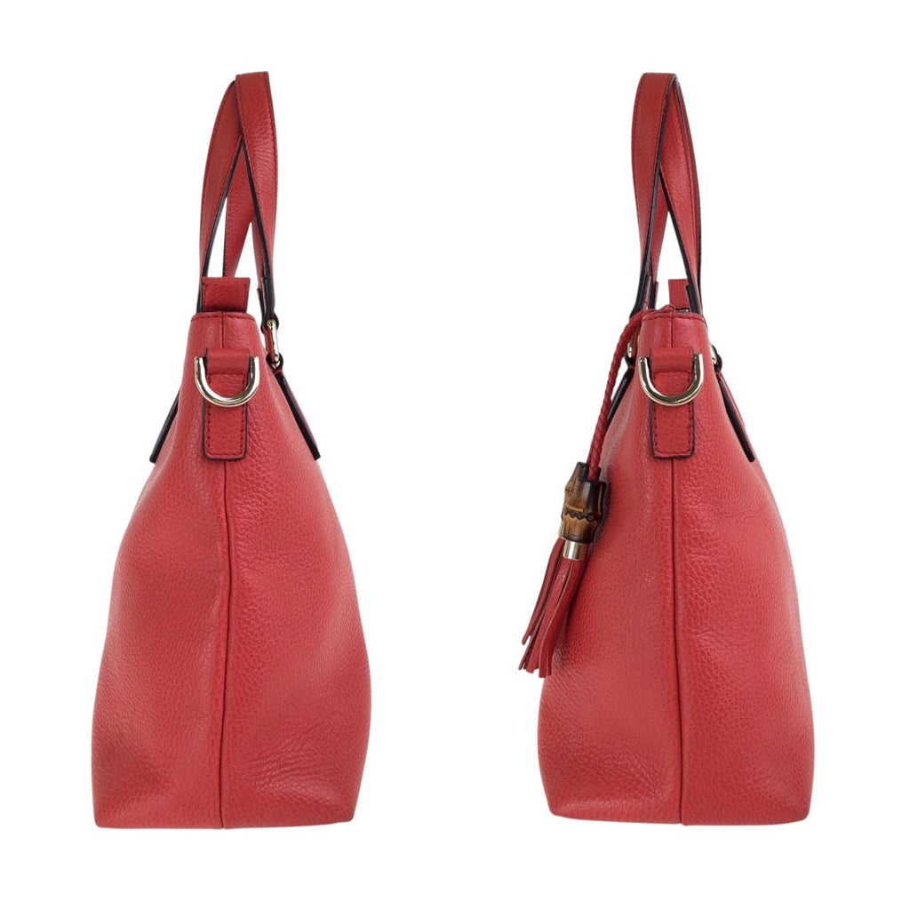 Gucci Bamboo Tassel Red Gold Leather Tote Shoulder Bag 2-Way — view 6