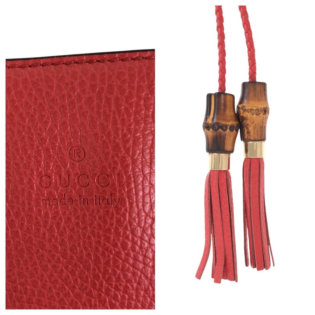 Gucci Bamboo Tassel Red Gold Leather Tote Shoulder Bag 2-Way — view 4