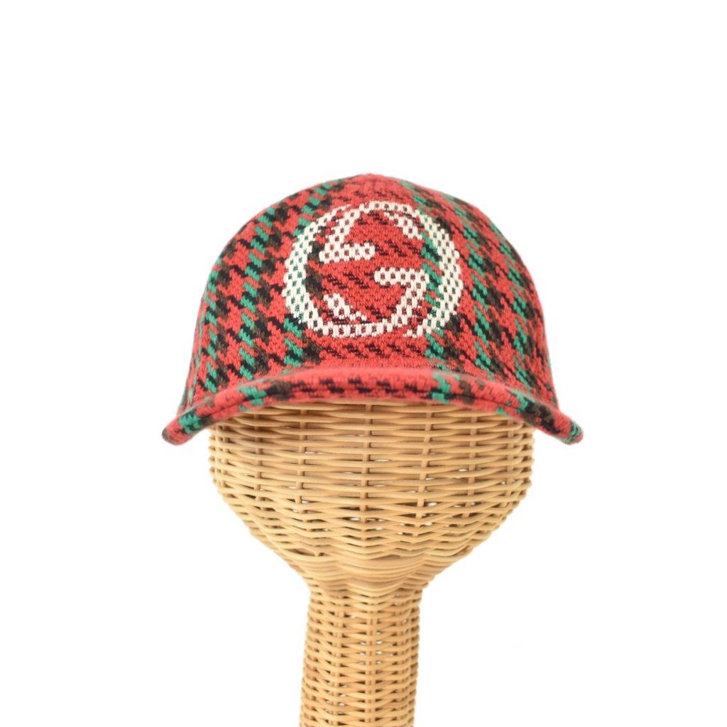 Gucci Interlocking Houndstooth Baseball Cap XL Red Hat — view 2