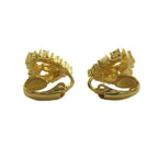Dior Earrings Heart Logo Rhinestone Clip Type Gold — view 2