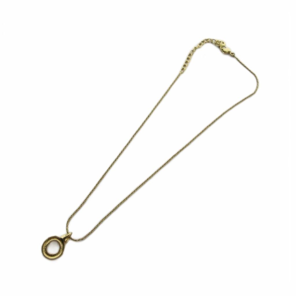 Dior Necklace Pendant Rhinestone Circle Logo Gold — view 4