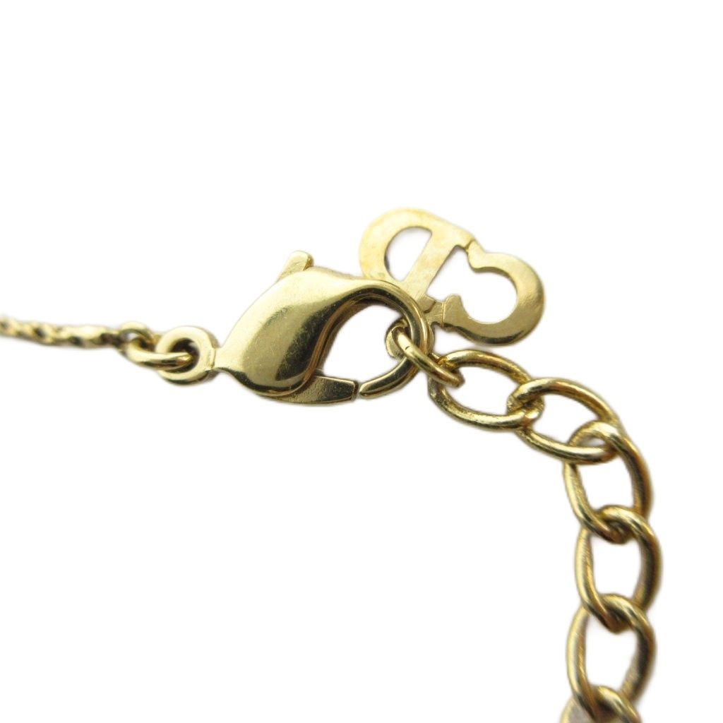 Dior Necklace Pendant Rhinestone Circle Logo Gold — view 6