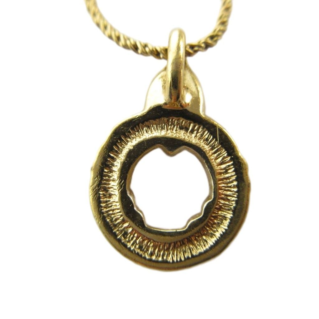 Dior Necklace Pendant Rhinestone Circle Logo Gold — view 2