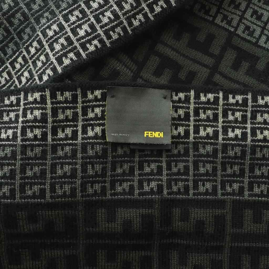 Fendi Scarf Wool Zucca Pattern Black Gray — view 5