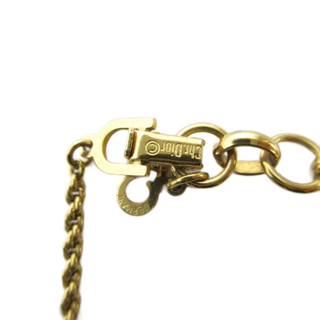 Dior Necklace Pendant Rhinestone Logo Gold — view 6