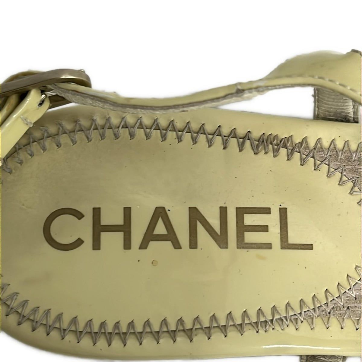 Chanel Sandals 36.5 C Ivory CC Logo Leather — view 5