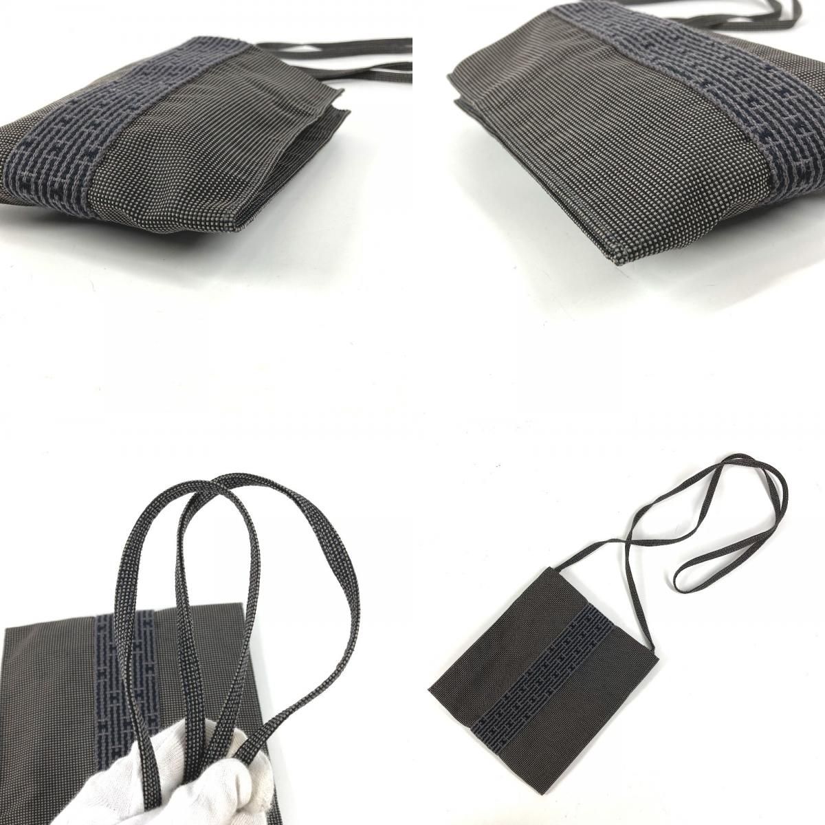 Hermes Shoulder Bag Pochette Canvas Gray — view 9