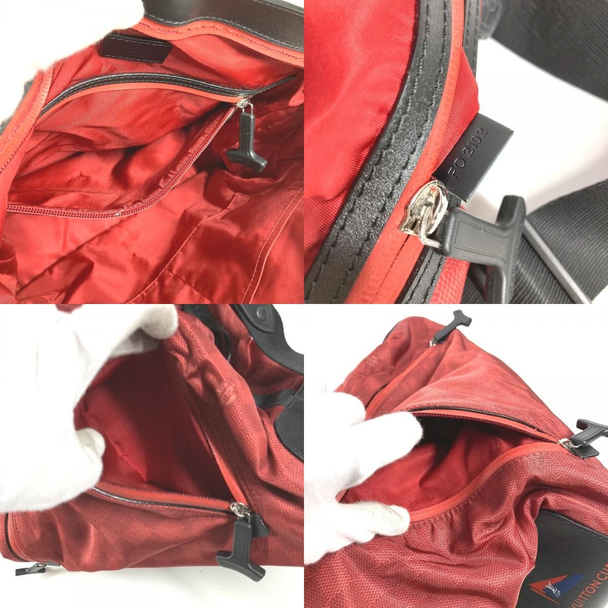 Louis Vuitton Shoulder Bag Sora No Leather Nylon Red — view 8