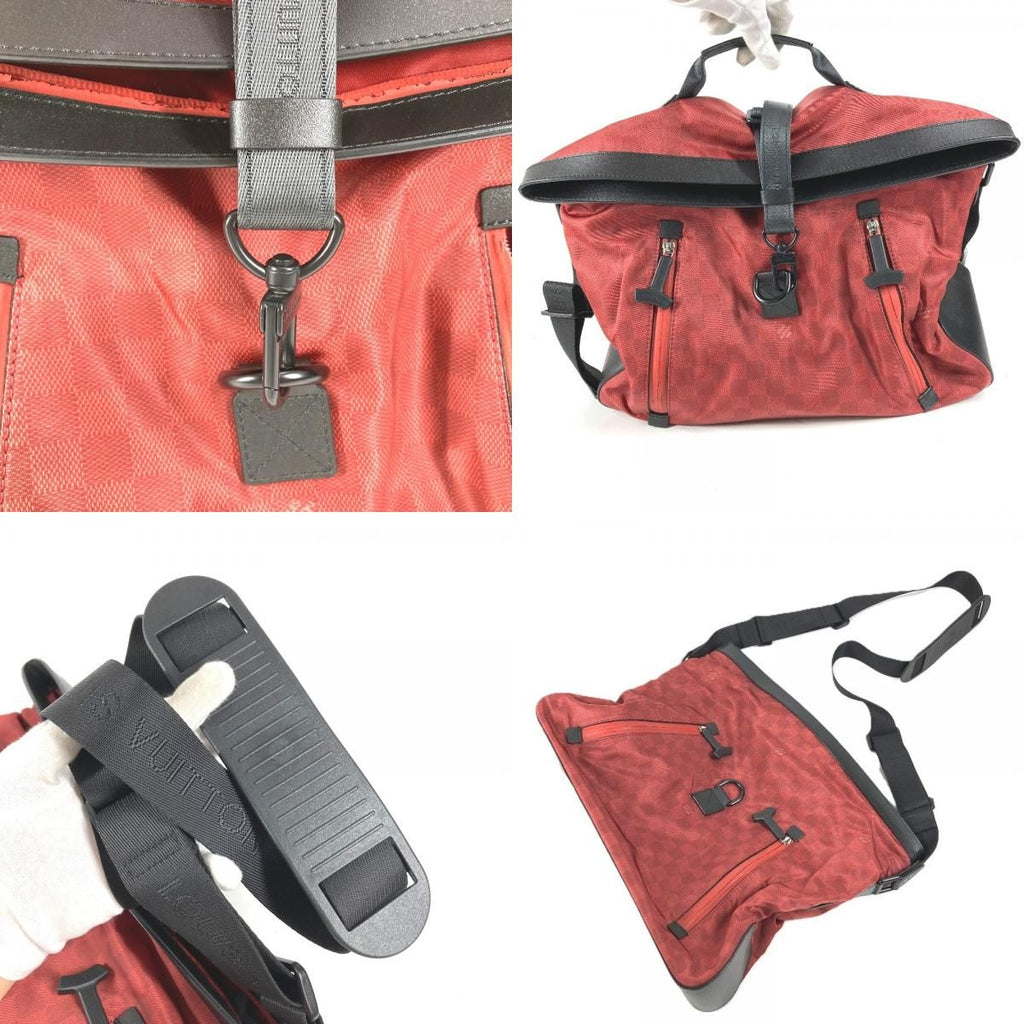 Louis Vuitton Shoulder Bag Sora No Leather Nylon Red — view 9